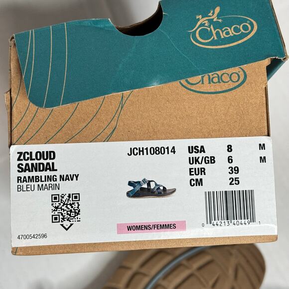 Chaco Z/Cloud Sport Sandals in Rambling Navy Women 8/39 - Picture 8 of 8